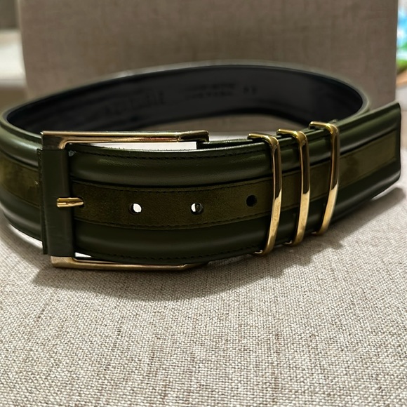 Carlisle Accessories - Vintage Carlisle army green leather suede wide belt, Size XSM